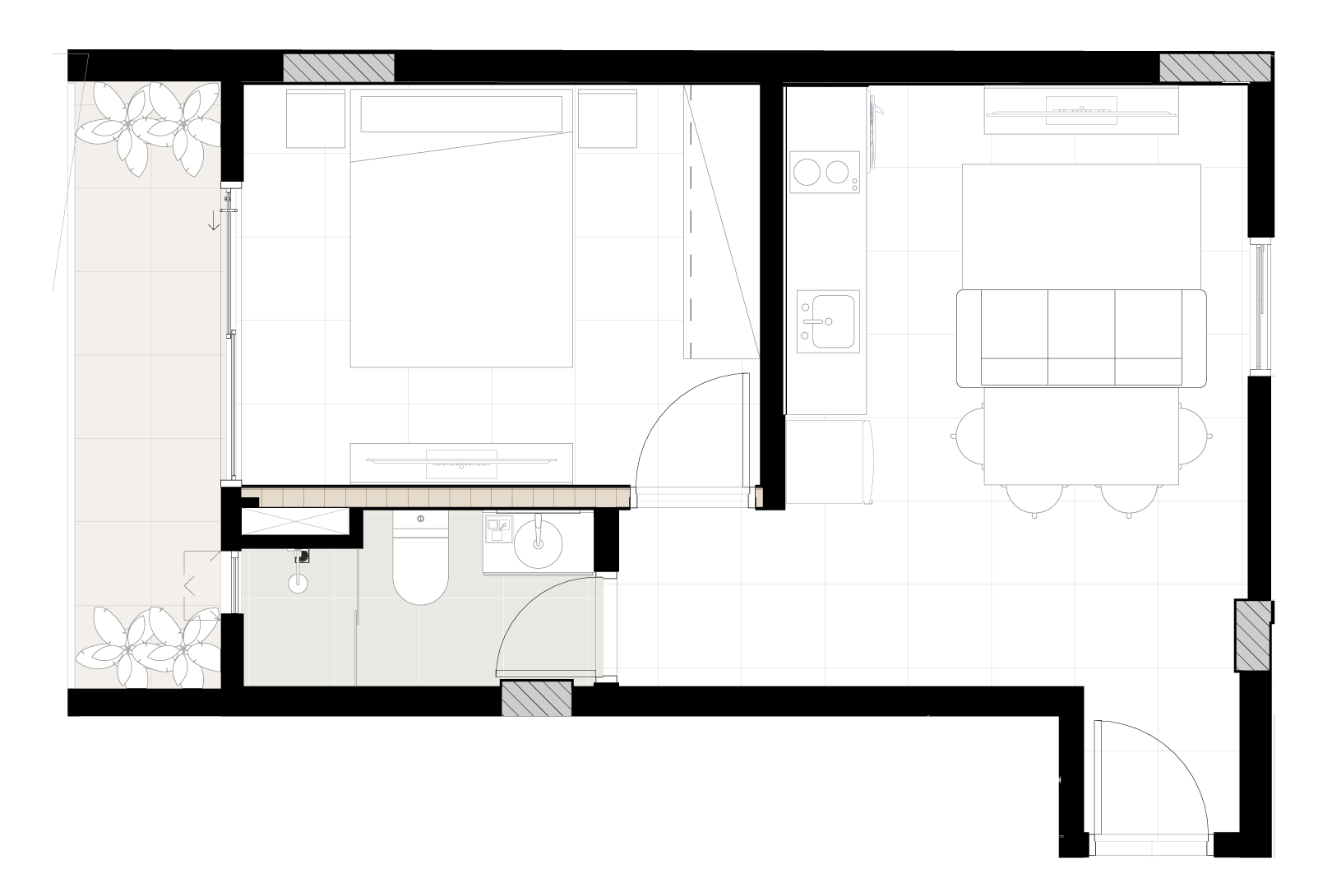 1-bedroom floor plan